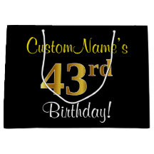 Elegante, Preto, Faux Dourado 43º Aniversário + No