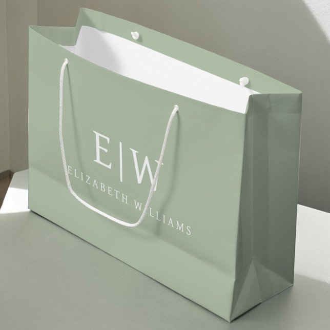 Sacola Para Presentes Grande Elegante Profissional Monograma Simples Minimalist (Criador carregado)