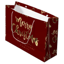 Elegante Red e Dourado Script de Olhar Feliz Natal