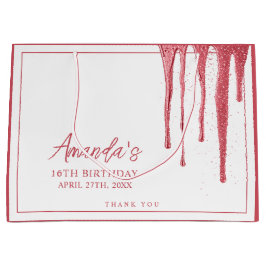 Sacola Para Presentes Grande Elegante Rosa com Dissipador de Leve Dourado Doce 