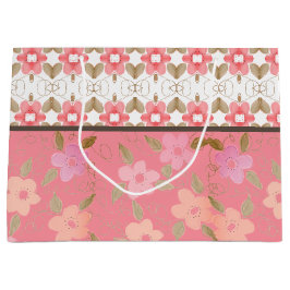 Sacola Para Presentes Grande Elegante Rosa E Pêssego