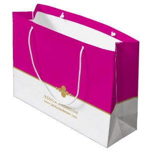 Sacola Para Presentes Grande Elegante rosa-quente Dourado personalizado