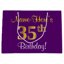 Elegante, Roxo, Faux Dourado 35º Aniversário + Nom