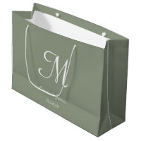Elegante Sage Green e White Monographic Name