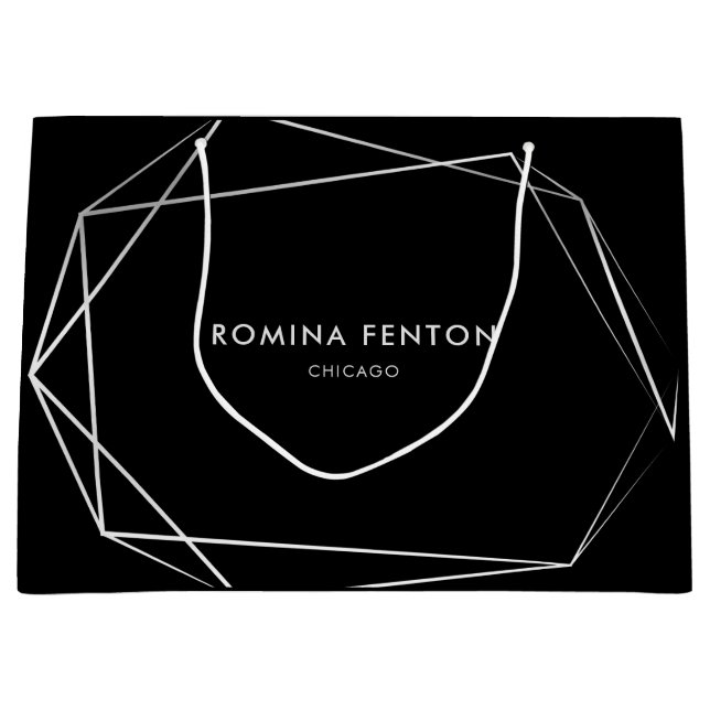 Sacola Para Presentes Grande Elegante Silver Frames Modernos (Frente)