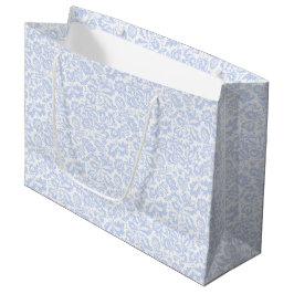 Sacola Para Presentes Grande Elegante Vintage Azul Veneza Botânica Floral