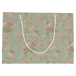 Sacola Para Presentes Grande Elegante Vintage Floral Rosa