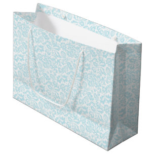 Sacola Para Presentes Grande Elegante Vintage Teal Venetian Floral Botânica