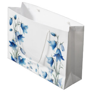 Sacola Para Presentes Grande Elegantes Flores de Campainhas Azuis