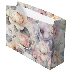 Sacola Para Presentes Grande Elegantes Flores de Rosa