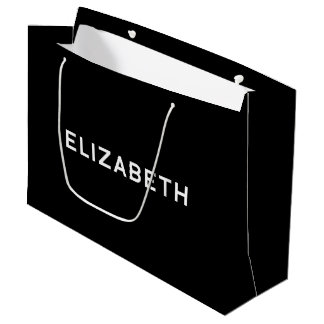 Sacola Para Presentes Grande Elizabeth Elegant Gift Bag em Preto e Branco