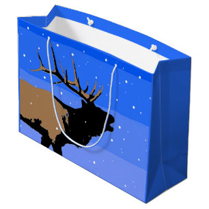 Sacola Para Presentes Grande Elk Bugling no inverno - Arte original sobre a vid