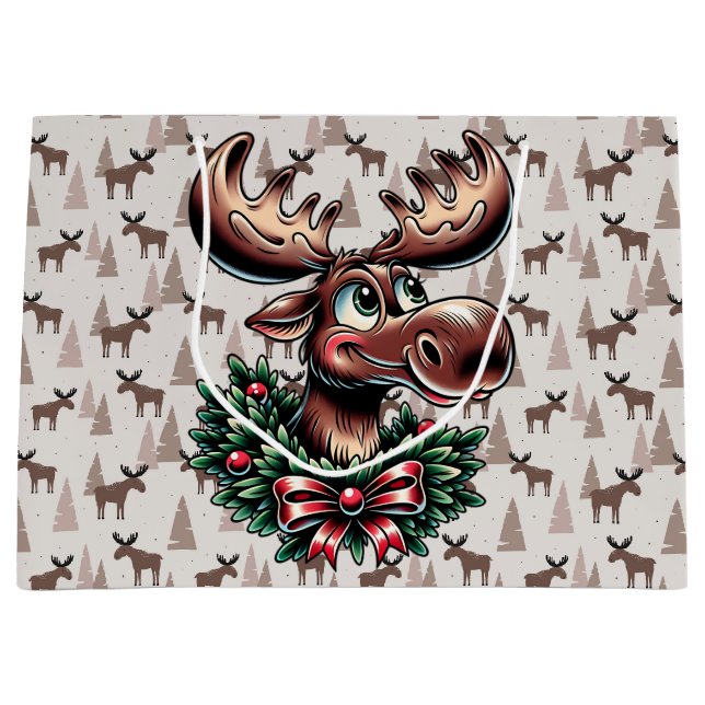 Sacola Para Presentes Grande Elk No Inverno (Frente)