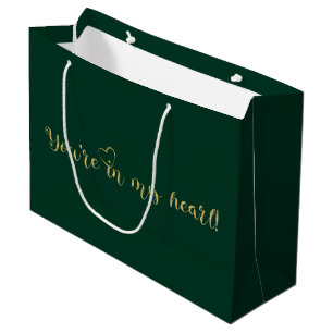 Sacola Para Presentes Grande Emerald e Dourado luxo brilhante elegante