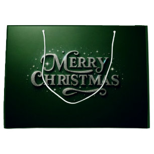 Sacola Para Presentes Grande Emerald Green "Feliz Natal" Gift Bag