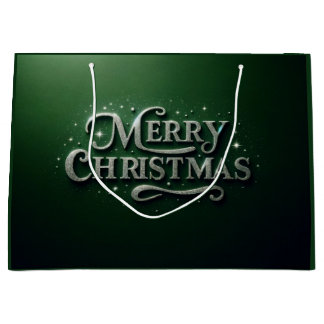 Sacola Para Presentes Grande Emerald Green "Feliz Natal" Gift Bag