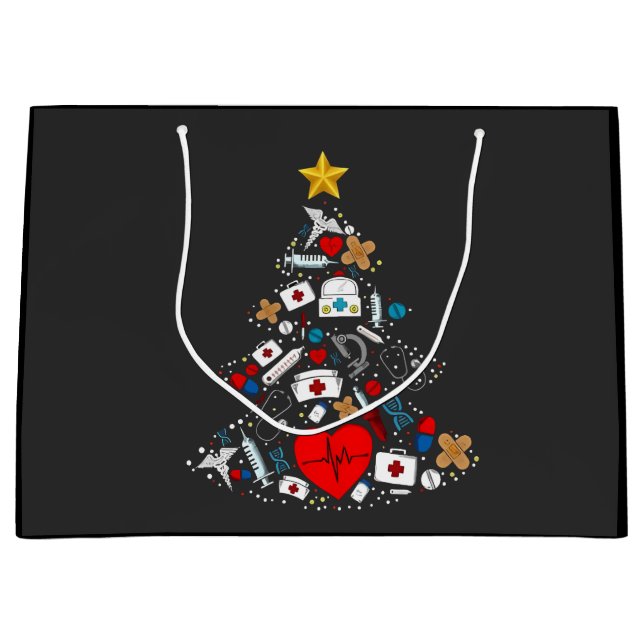 Sacola Para Presentes Grande Emergency Department Xmas Tree Nurse (Frente)