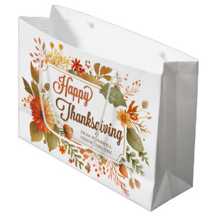 Sacola Para Presentes Grande Empresa de Flores de Outono Personalizadas Feliz D