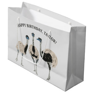 Sacola Para Presentes Grande Emus Bird Personalizados