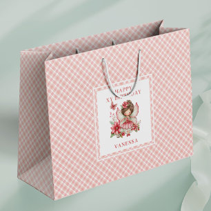 Sacola Para Presentes Grande Encantadora Menina Fada Rubor Floral Presente de A