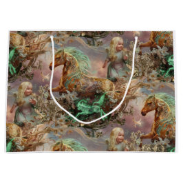 Sacola Para Presentes Grande "Encantando Aventuras Rosadas"