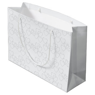 Sacola Para Presentes Grande Enfeites de Coração de Prata para Casamento Suave