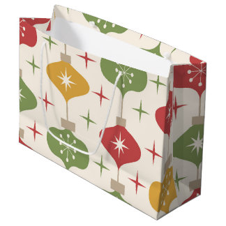 Sacola Para Presentes Grande Enfeites de Natal de Meados do Século com estrelas