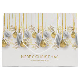 Sacola Para Presentes Grande Enfeites de Natal Retro Dourados e Prateados 