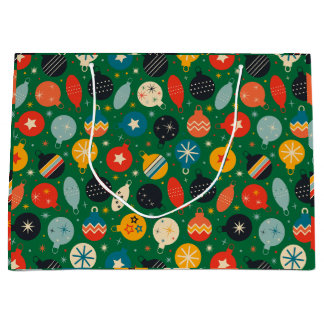 Sacola Para Presentes Grande Enfeites de Natal Vintage Retro Verde 