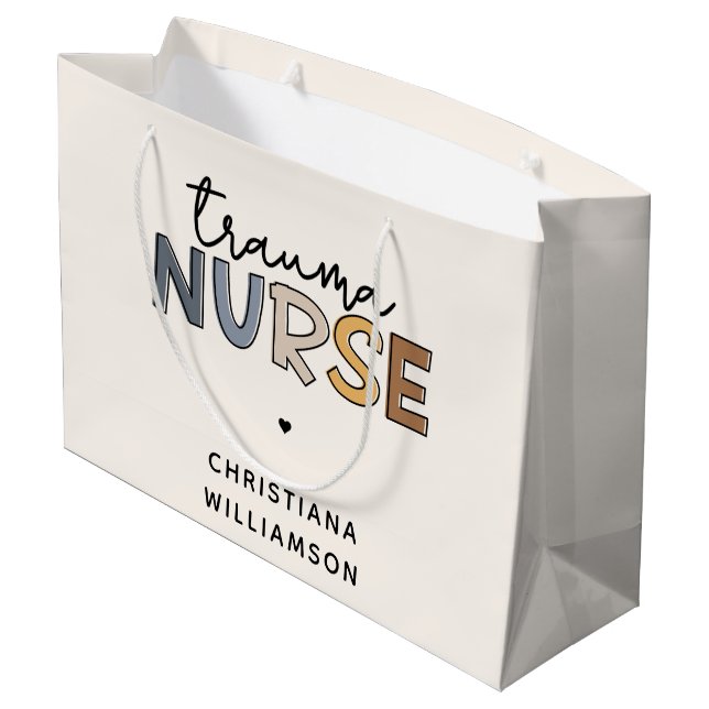 Sacola Para Presentes Grande Enfermagem de trauma personalizada (Verso inclinado)