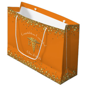 Sacola Para Presentes Grande Enfermeira Enfermeira Festa de formatura Laranja D