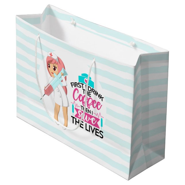 Sacola Para Presentes Grande Enfermeira Engraçada Dizendo com Grande Agulha hip (Frente inclinada)