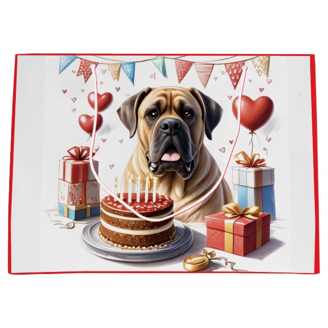 Sacola Para Presentes Grande Englische Dogge Mastiff Birthday  (Frente)