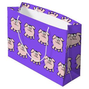 Sacola Para Presentes Grande Engraçado 2 Cartoons Porco Bebê Escolha Cor L Pres