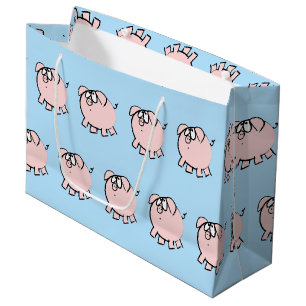 Sacola Para Presentes Grande Engraçado 4 Cartoon Pig Baby Escolha Color L Gift