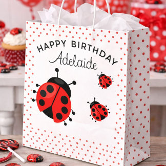 Sacola Para Presentes Grande Engraçado Moderno Vermelho Ladybug Personalizado