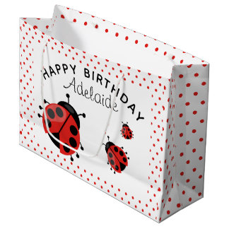Sacola Para Presentes Grande Engraçado Moderno Vermelho Ladybug Personalizado