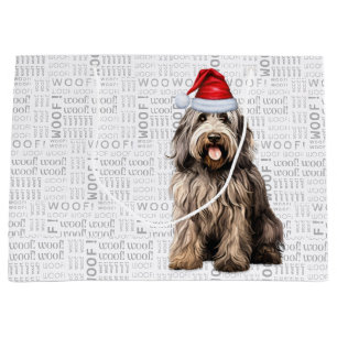 Sacola Para Presentes Grande Engraçado Natal Bergamasco Dog Lover