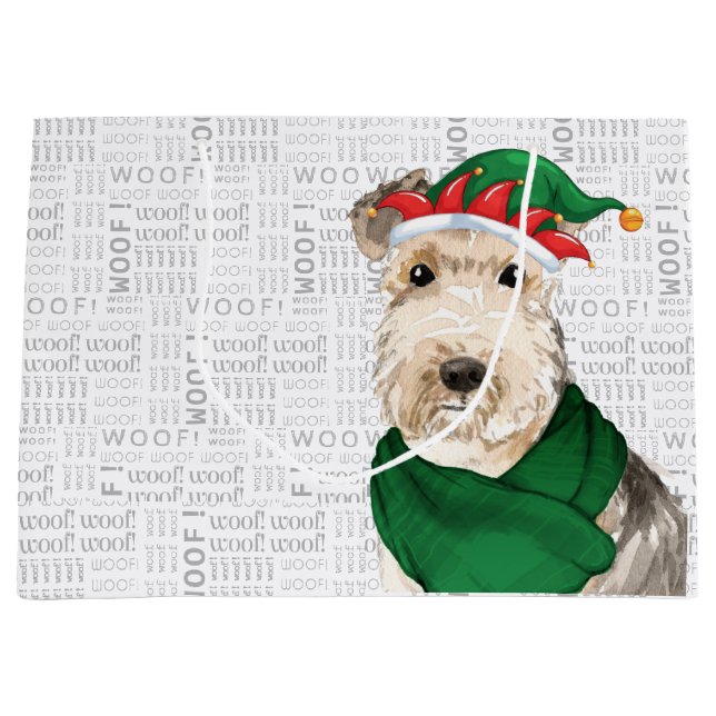 Sacola Para Presentes Grande Engraçado Natal Lakeland Terrier Dog Lover (Frente)