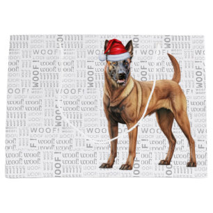 Sacola Para Presentes Grande Engraçado Natal Malinois Dog Lover Belga
