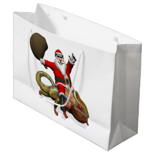 Sacola Para Presentes Grande Engraçado Papai Noel No Grande Camaleão Panther