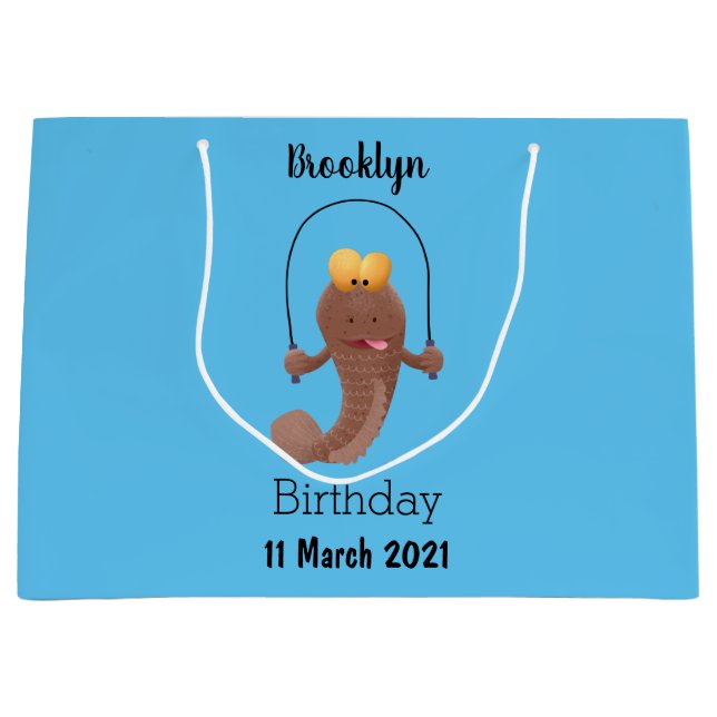 Sacola Para Presentes Grande Engraçado saltando desenho de peixe (Frente)