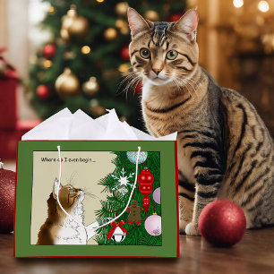 Sacola Para Presentes Grande Engraçados ornamentos de Gato Calico da Árvore de