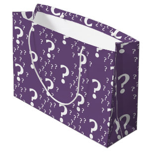 Sacola Para Presentes Grande Enigma ponto de interrogação enigma puzzle roxo