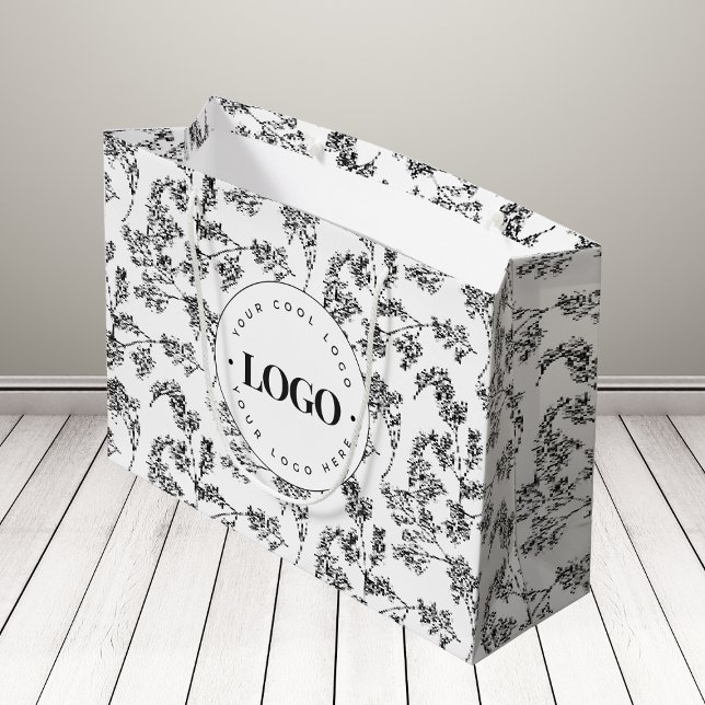 Sacola Para Presentes Grande Ervas Desenhadas Vegetação Botânica Adicionar Logo (Criador carregado)