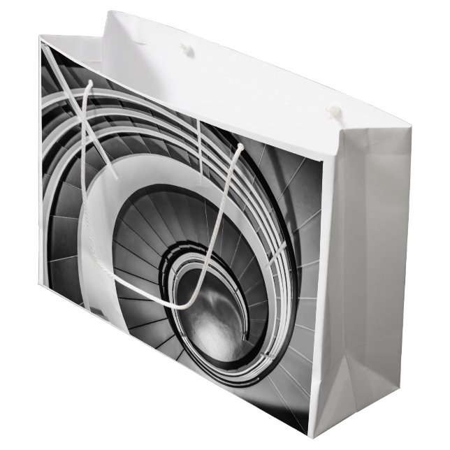 Sacola Para Presentes Grande Escada Circular BW (Frente inclinada)