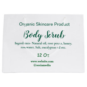 Sacola Para Presentes Grande esfoliante corporal orgânico verde natural adicion