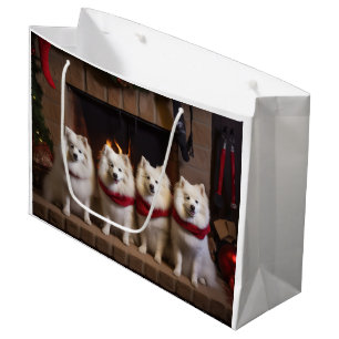 Sacola Para Presentes Grande Eskimo americano no Natal da Lareira