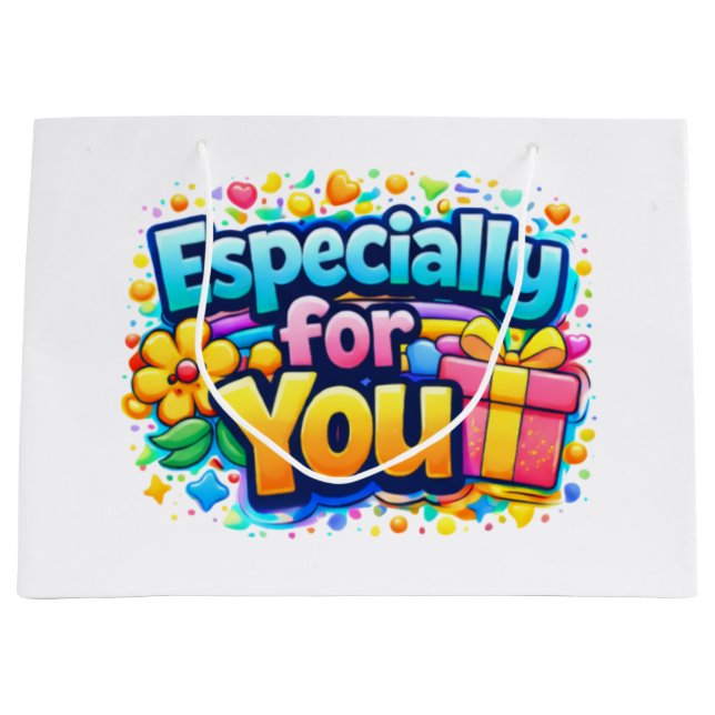 Sacola Para Presentes Grande Especialmente para Você – Design Floral e de Sacol (Frente)