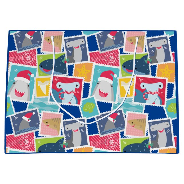 Sacola Para Presentes Grande Espécie de tubarão-gato Natal (Frente)